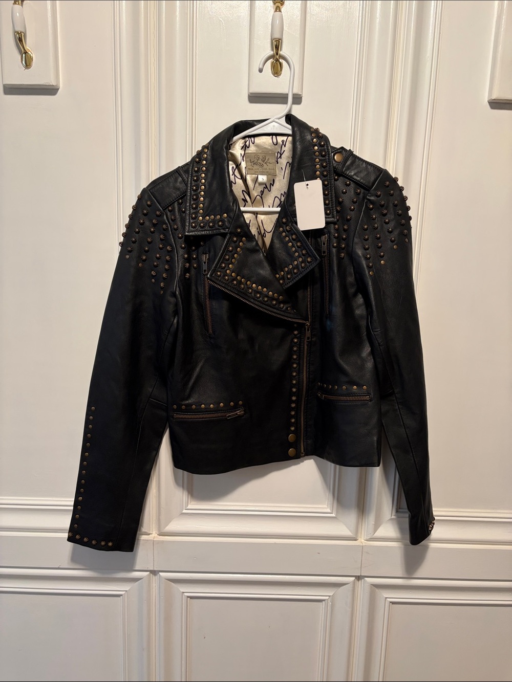 Joyfolie Black Studded Leather Moto Jacket - Women